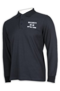 P1109 Design Long Sleeve Polo Security Uniform Macao Hotel Industry Polo Shirt Garment Factory